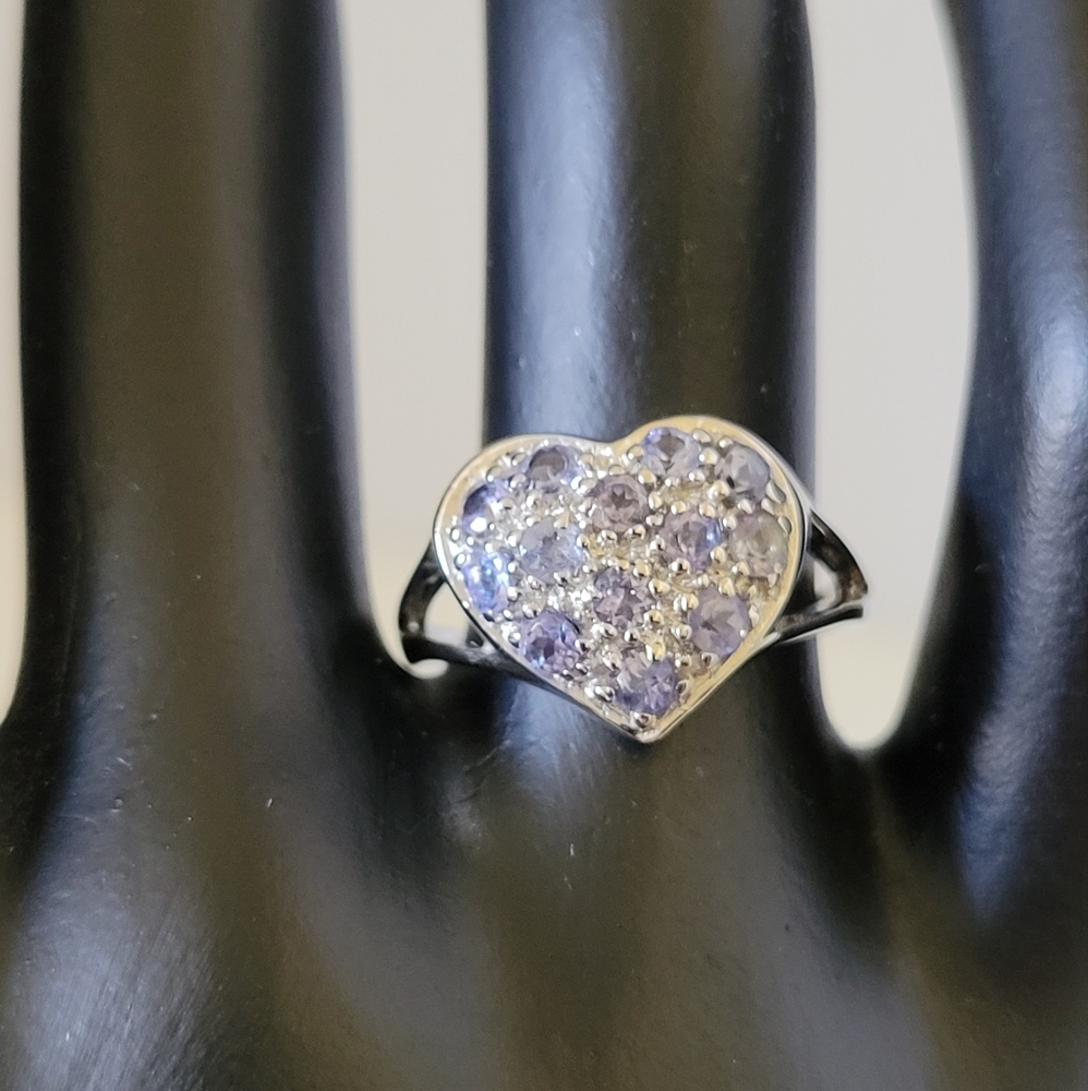 Natural Violet Tanzanite Heart .925 Sterling Silver Ring